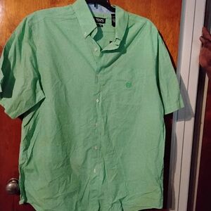 Chaps Green Casual Button Down Shirt